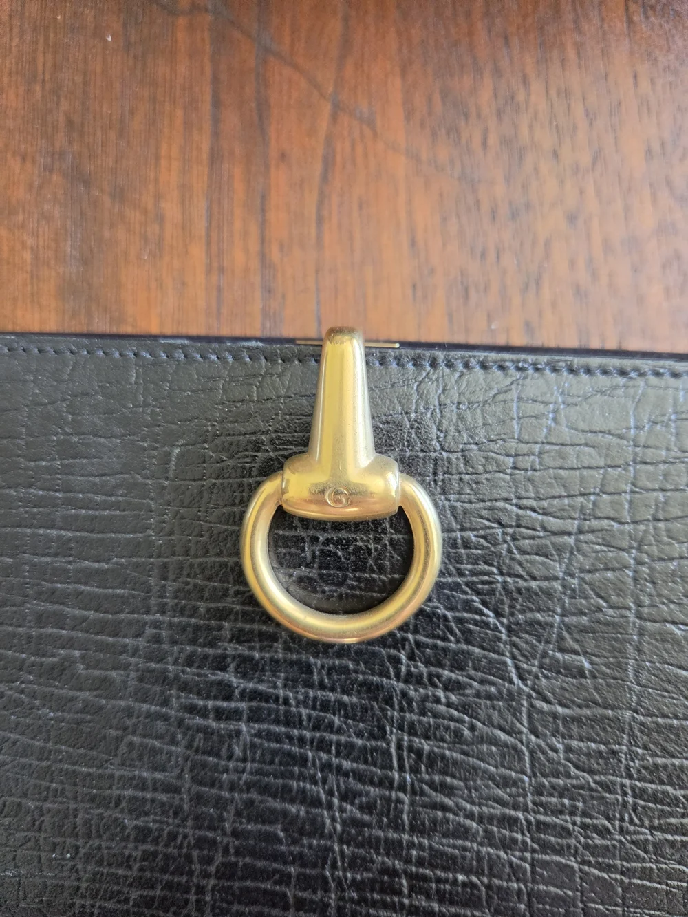 Gucci Black Leather Long Wallet with Gold-Tone Clasp